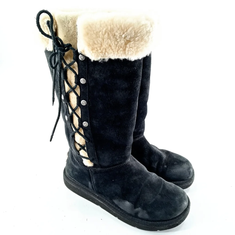 UGG Metropolitan Collection Upside Lace-up Black‎ Suede Boots